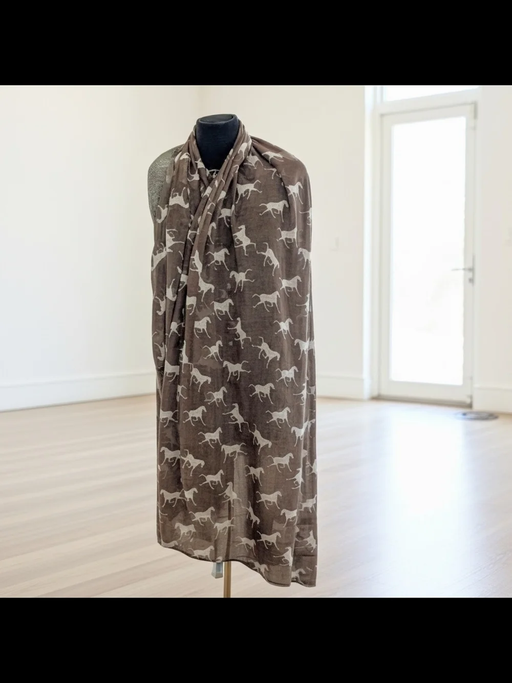 Brown Horse Print Lightweight Scarf 36